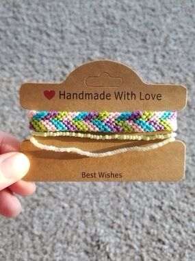 Handmade Chevron Friendship Bracelet in Blue, Pink, Green, Purple set